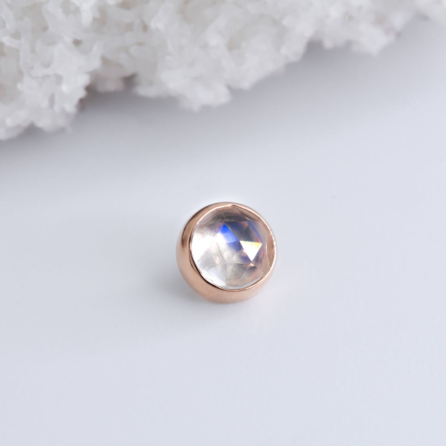 4mm Bezel - Rose Cut Moonstone - Threaded End Only-Gold - Alchemy - Gem Ends - Threaded - Bezel - 4mm - Rose Gold-Alchemy Adornment-