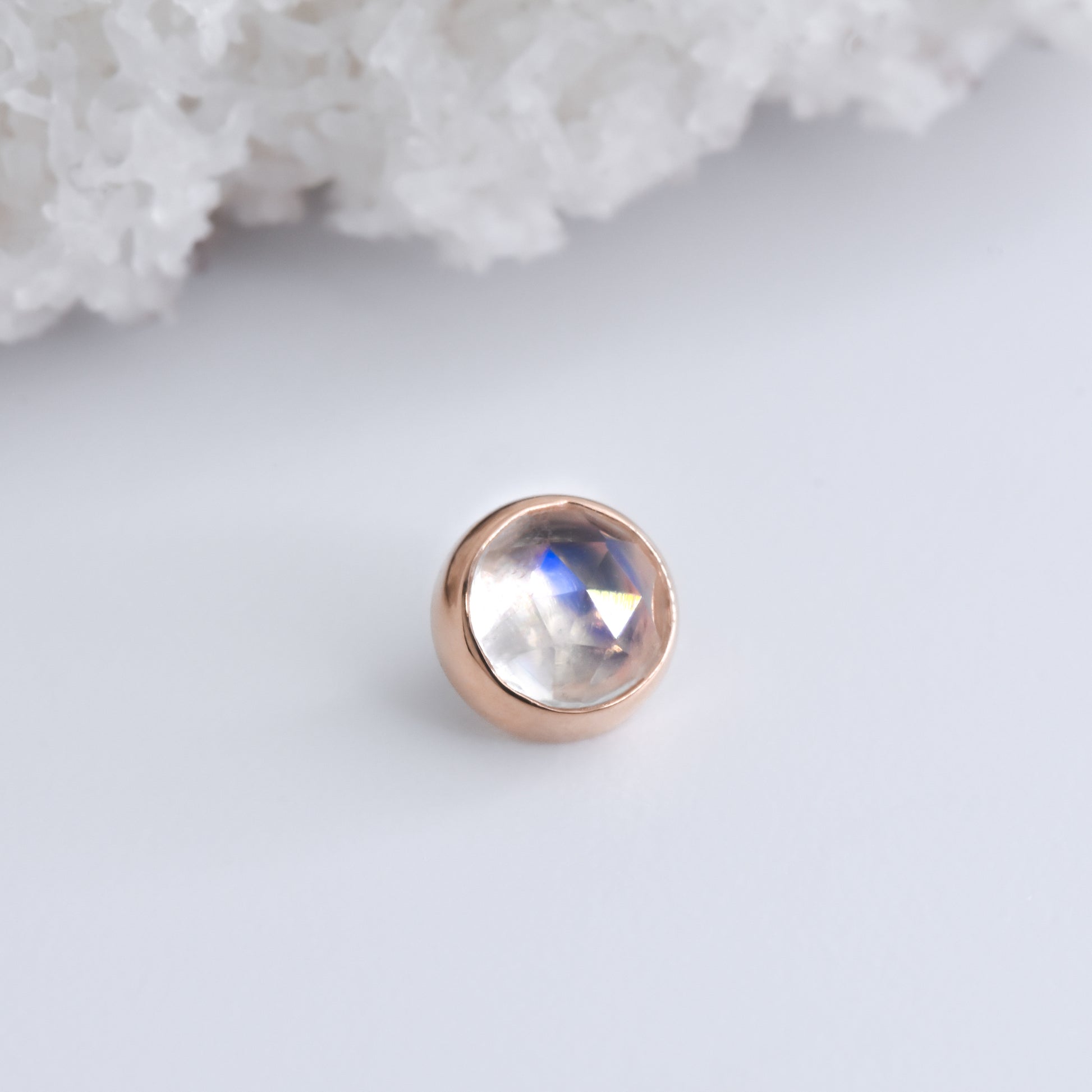 4mm Bezel - Rose Cut Moonstone - Threaded End Only-Gold - Alchemy - Gem Ends - Threaded - Bezel - 4mm - Rose Gold-Alchemy Adornment-