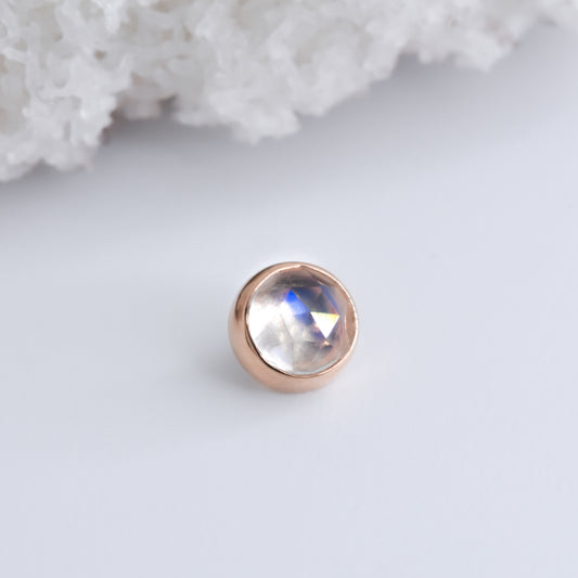 4mm Bezel - Rose Cut Moonstone - Threaded End Only-Gold - Alchemy - Gem Ends - Threaded - Bezel - 4mm - Rose Gold-Alchemy Adornment-