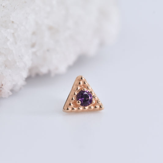 Tryst End - Violet Topaz - Pressure Fit end Only-Gold - Anatometal - Ends - Gemmed Ends - Pressure Fit - Rose Gold-Anatometal-