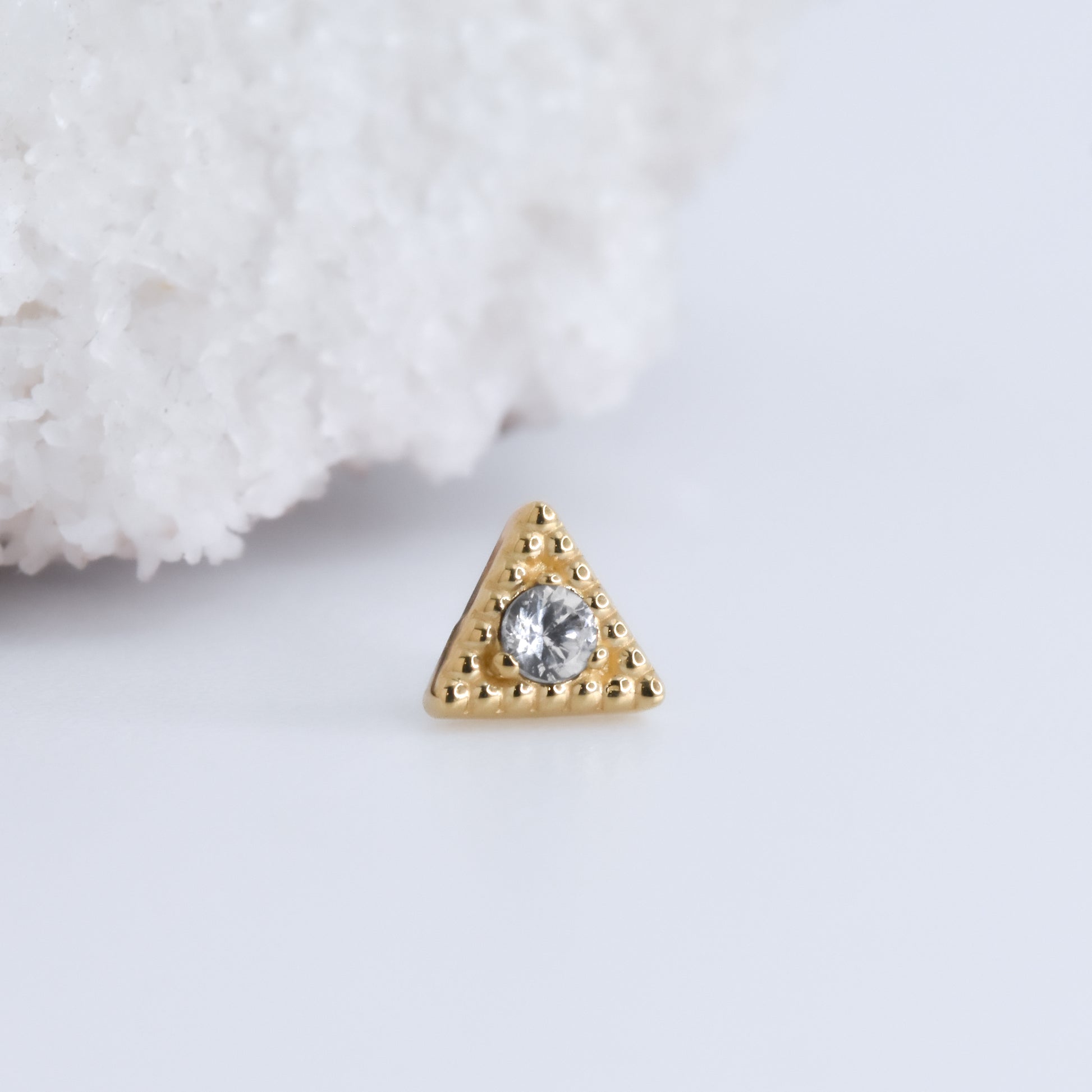 Tryst End - White Sapphire - Pressure Fit End Only-Gold - Anatometal - Ends - Gemmed Ends - Pressure Fit - Yellow Gold-Anatometal-