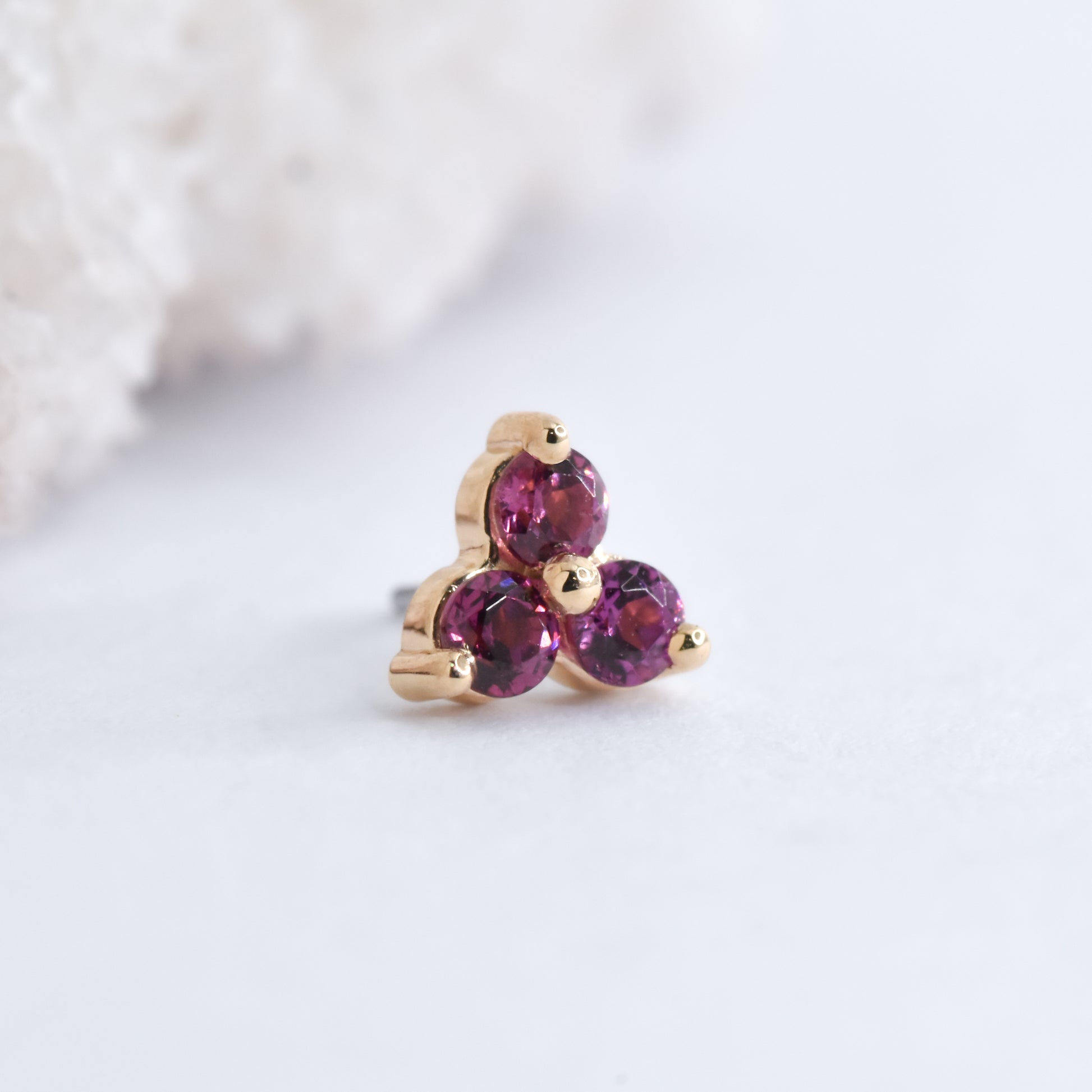 Trinity End - Umbalite Garnet - Pressure Fit End Only-body jewelry-Alchemy Adornment-Yellow-2mm-