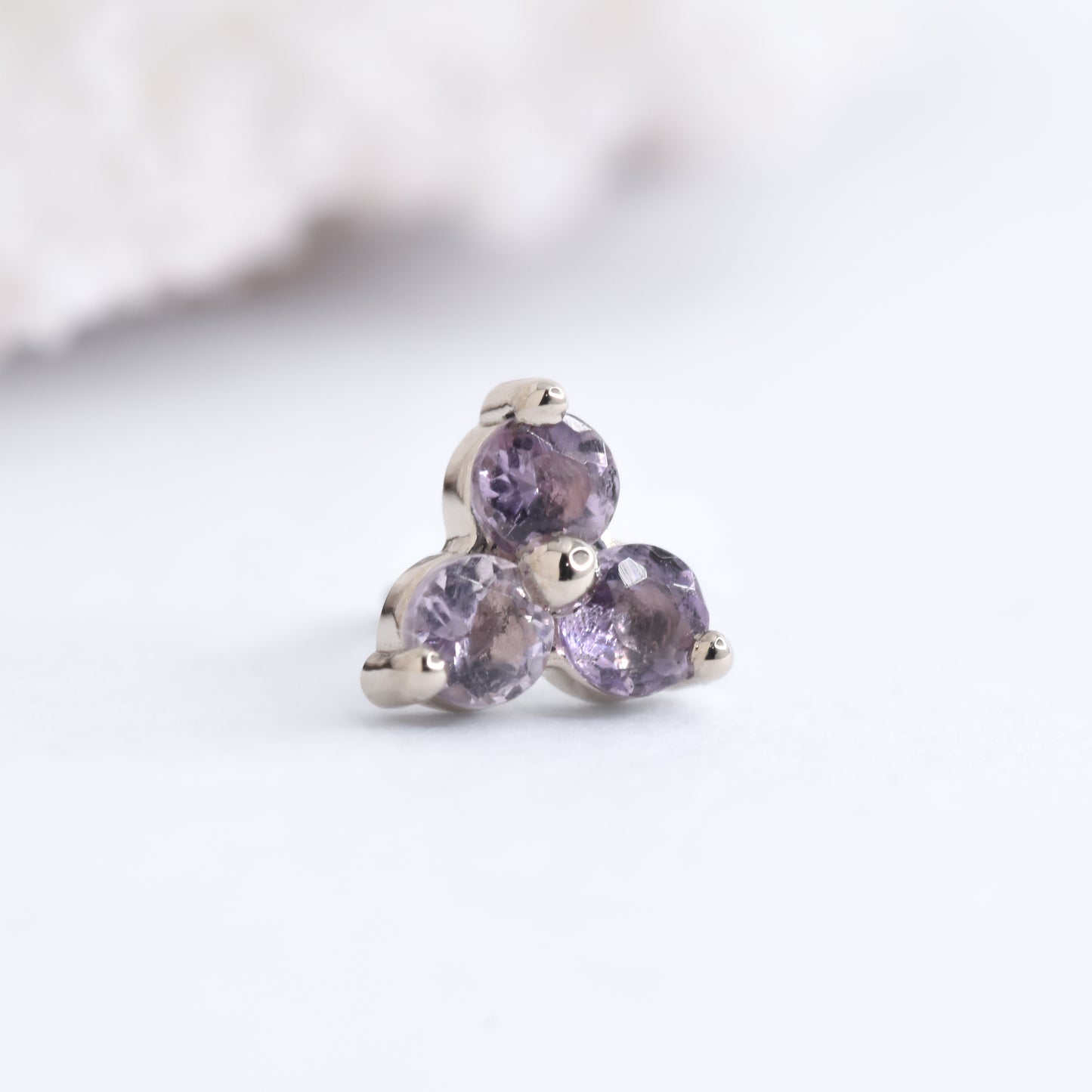 Trinity End - Lilac Amethyst - Pressure Fit End Only-body jewelry-alchemy adornment-White Gold-