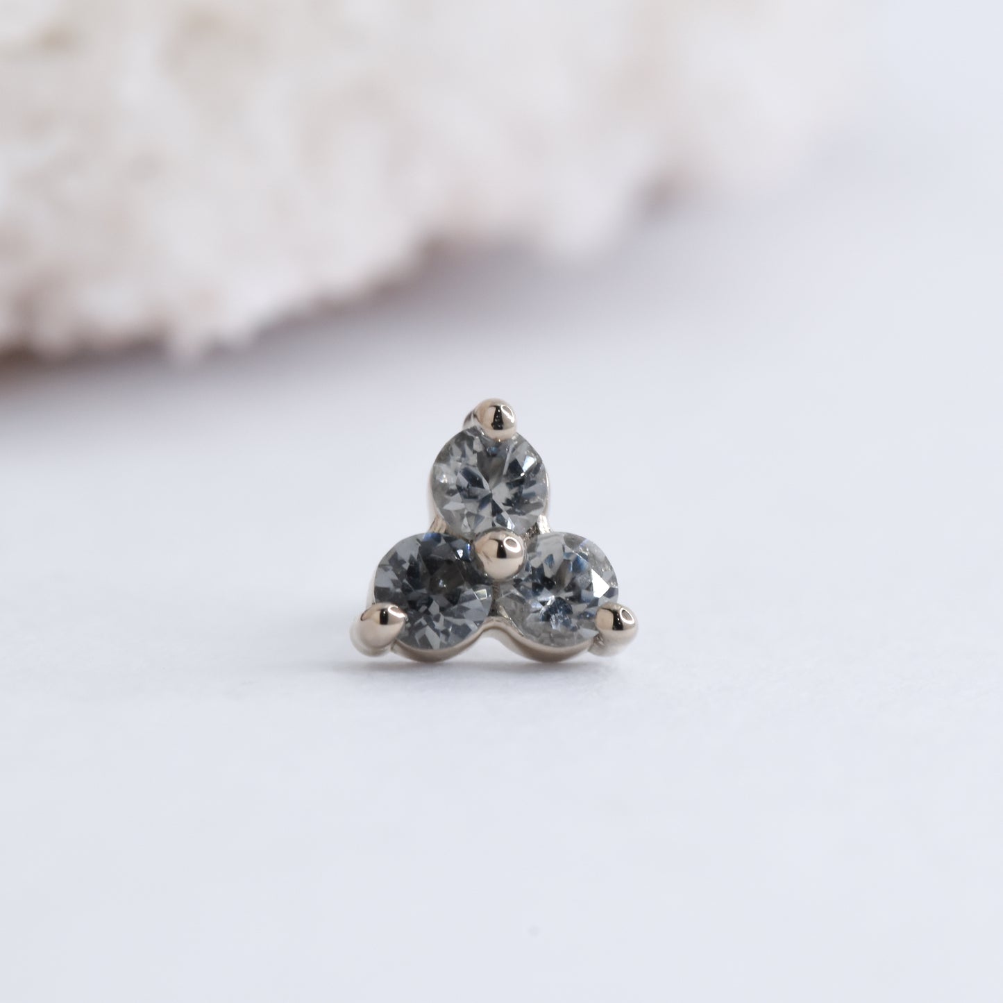 2mm Trinity End - Grey Spinel - Pressure Fit End Only-Gold - Alchemy - Gem Ends - Pressure Fit - Trinity - Rose Gold-Alchemy Adornment-White Gold-