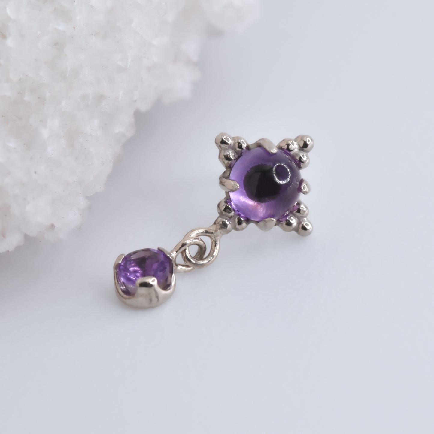 3mm Zia and Prong Dangle - Amethyst - Pressure Fit End Only-body jewelry-Anatometal-