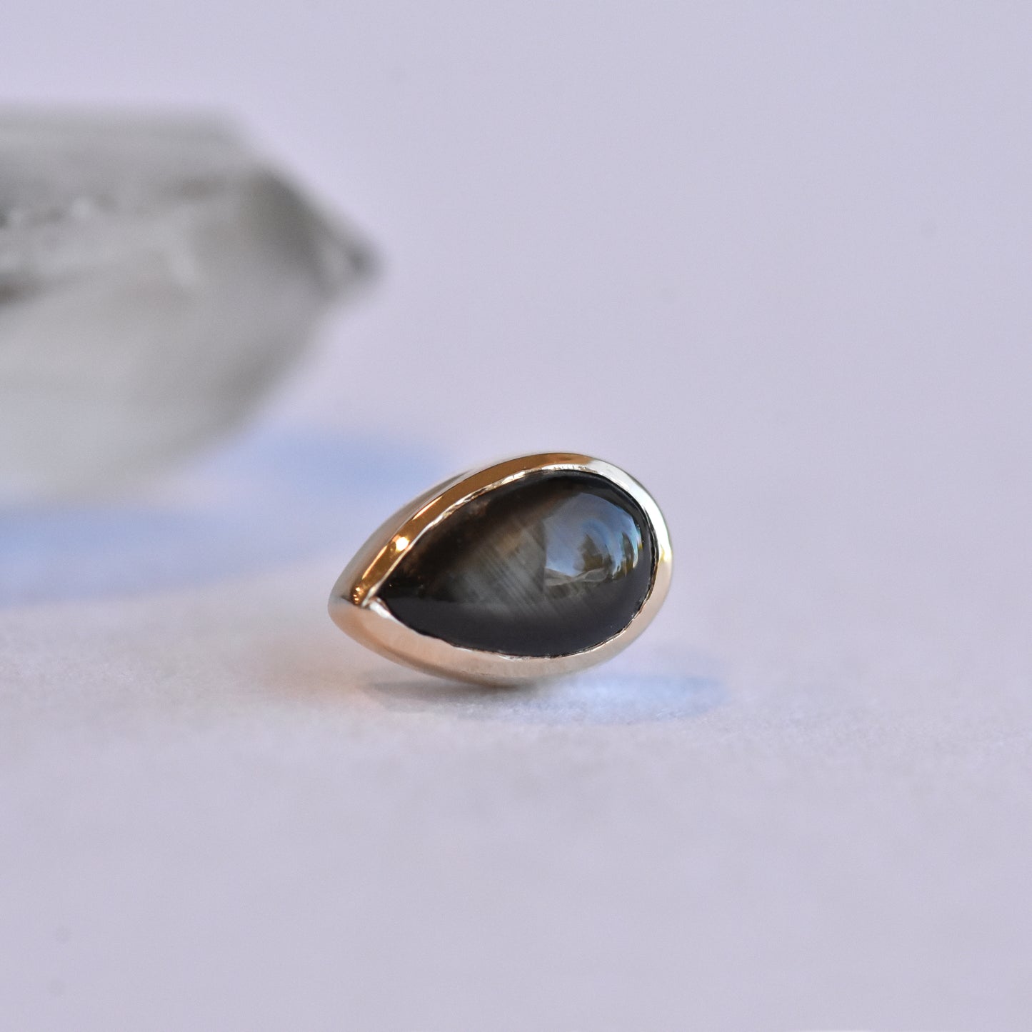 Pear End - Black Star Sapphire - Pressure Fit End Only-body jewelry-Alchemy Adornment-