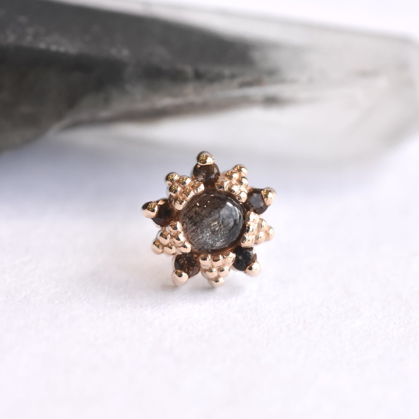 3mm Wren -Black Moonstone/Smoky Quartz - Pressure Fit End Only