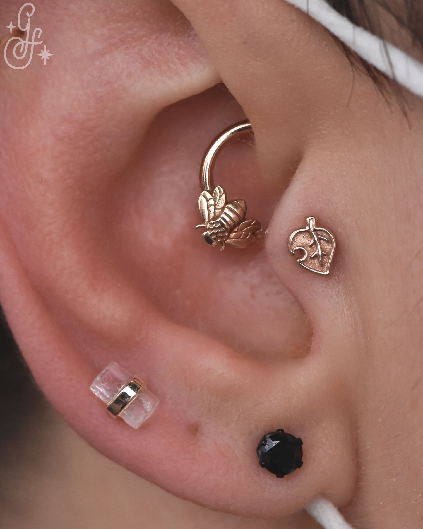 Leaf - Pressure Fit End Only-body jewelry-Alchemy Adornment-white-left-