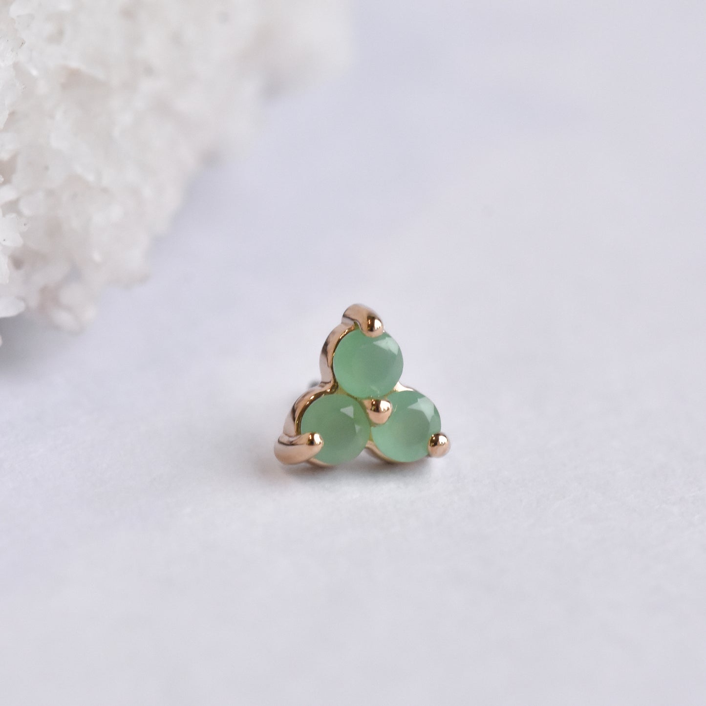 Trinity End - Chrysoprase - Pressure Fit End Only-body jewelry-Alchemy Adornment-White gold-