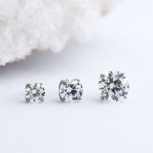 Titanium Prong Set End - Clear CZ - Pressure Fit End Only-Neometal-2mm-