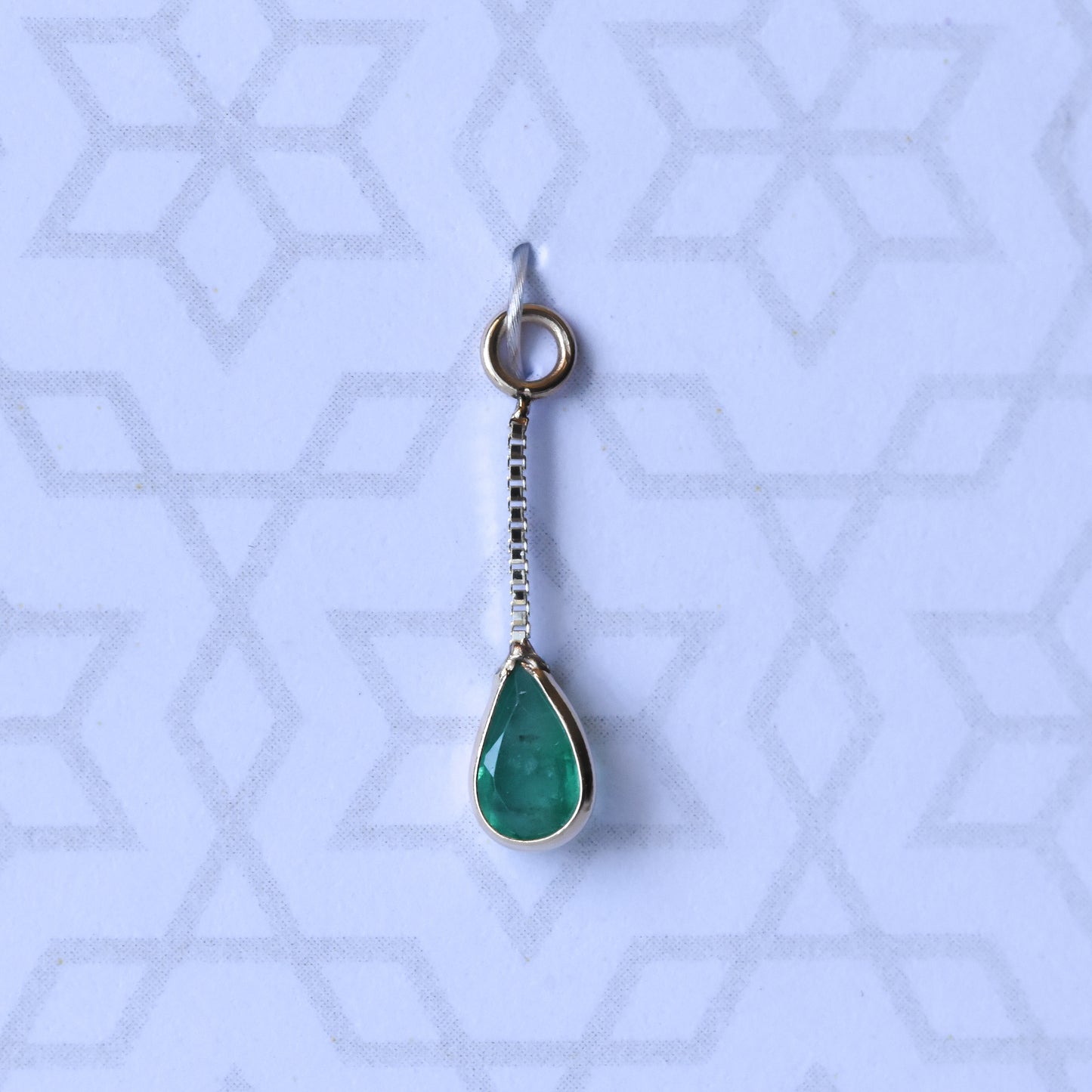 Drop Charm - Genuine Emerald-Gold - Quetzalli - Ends - Yellow Gold-Quetzalli-