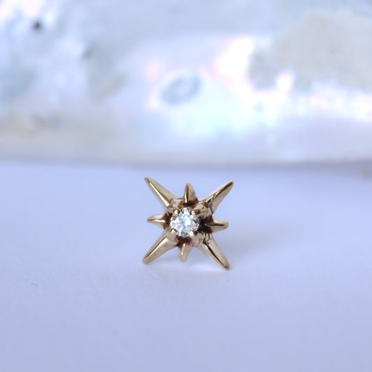 Starburst End - Genuine Diamond - Pressure Fit End Only-Gold - Sacred Symbols - Yellow Gold-Sacred Symbols-