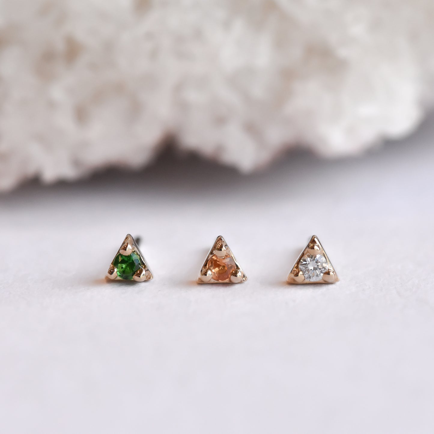 Illuminati End - Genuine Tsavorite Garnet or Diamonds - Pressure Fit End Only-body jewelry-Modern Mood-White-Tsavorite Garnet-