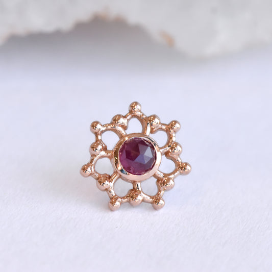 Krystal End - Rose Cut Ruby - Pressure Fit End Only-body jewelry-Alchemy Adornment-