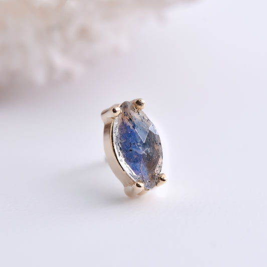 Navette End - Labradorite - Pressure Fit End Only-body jewelry-Alchemy Adornment-Rose gold-