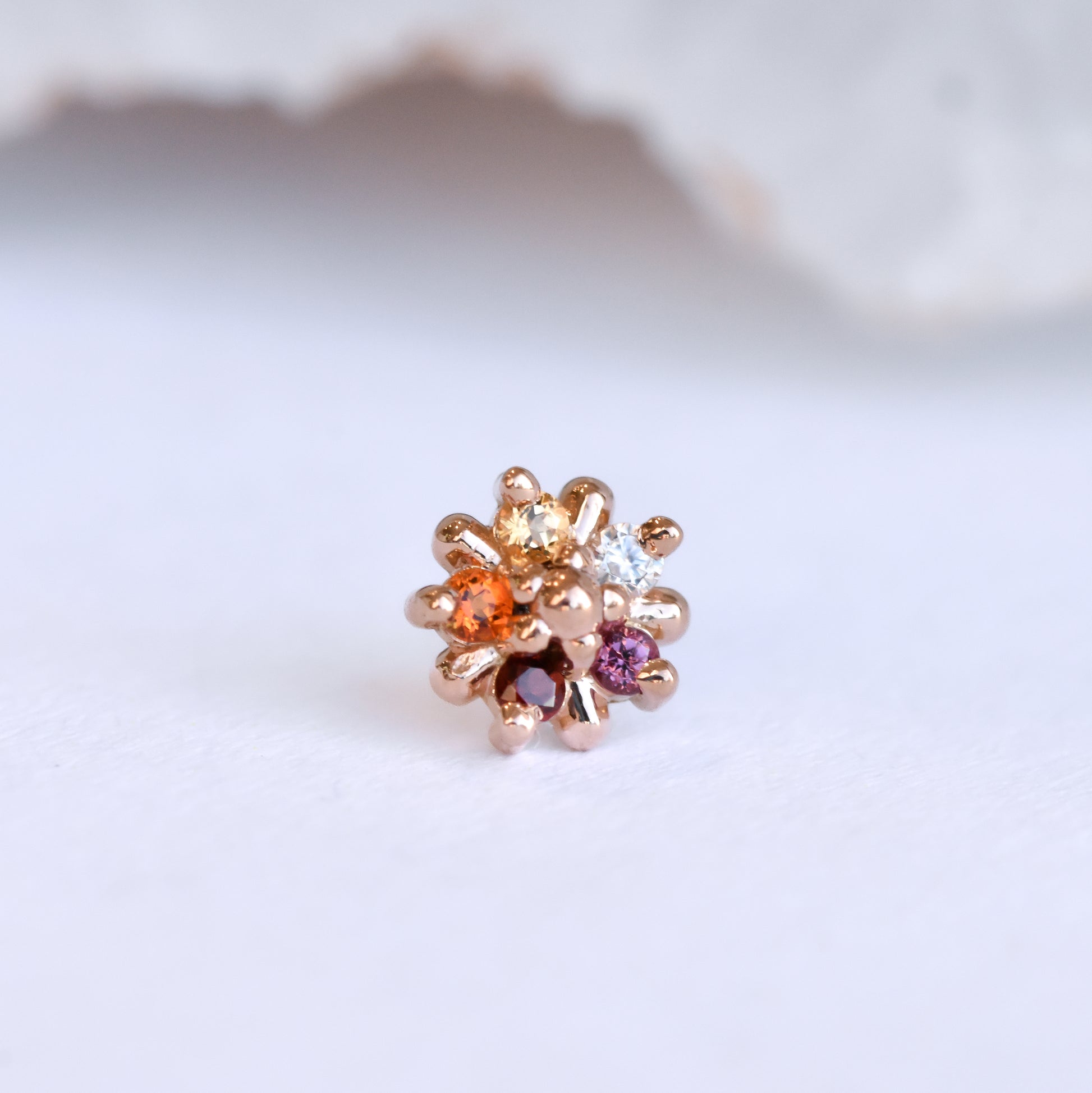 Arya Star End - Poppy Topaz/Honey Topaz/White Zircon/Umbalite Garnet/Mozambique Garnet - Pressure Fit End Only-body jewelry-Alchemy Adornment-