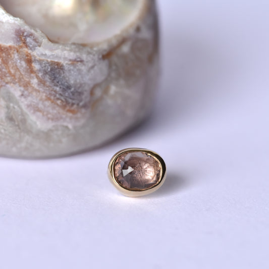 Oval End - Rose Cut Warm-Toned Sapphire - Pressure Fit End Only-body jewelry-Quetzalli Jewelry-
