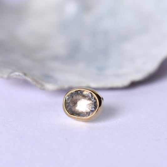 Oval End - Rose Cut Sapphire - Pressure Fit End Only-body jewelry-Quetzalli Jewelry-