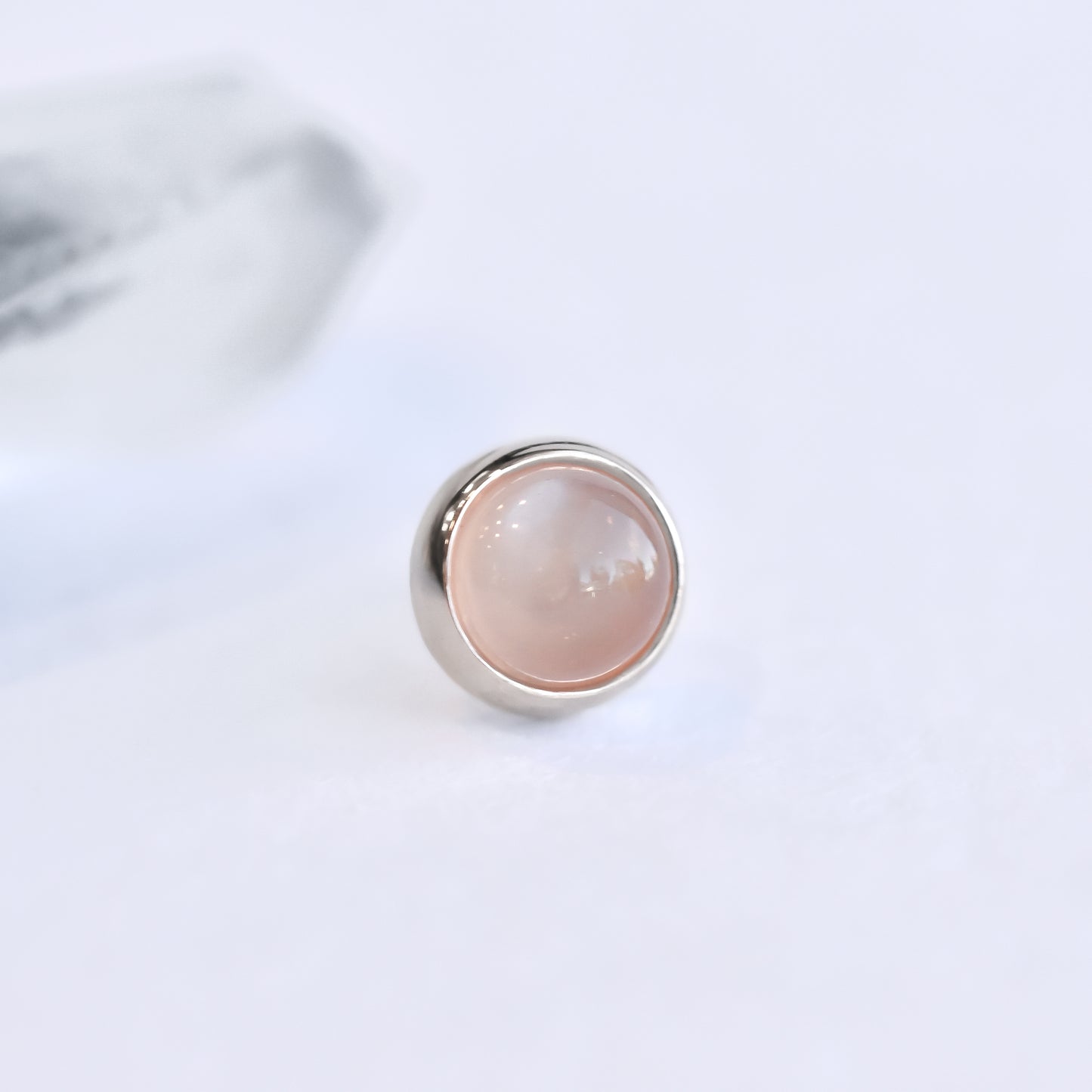 Bezel End - Peach Moonstone - Pressure Fit End Only-body jewelry-Alchemy Adornment-Rose gold-
