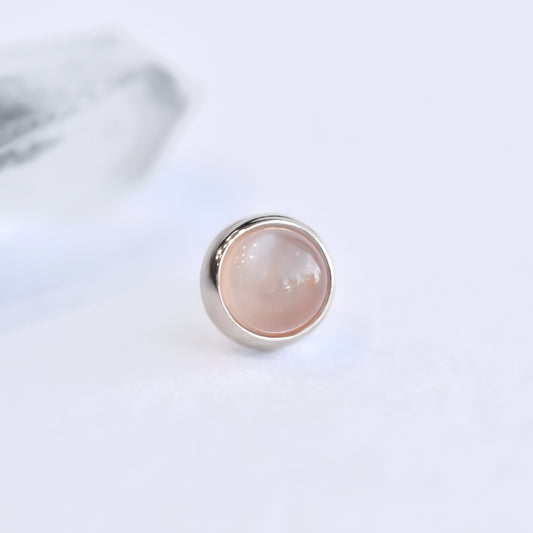 Bezel End - Peach Moonstone - Pressure Fit End Only-body jewelry-Alchemy Adornment-Rose gold-