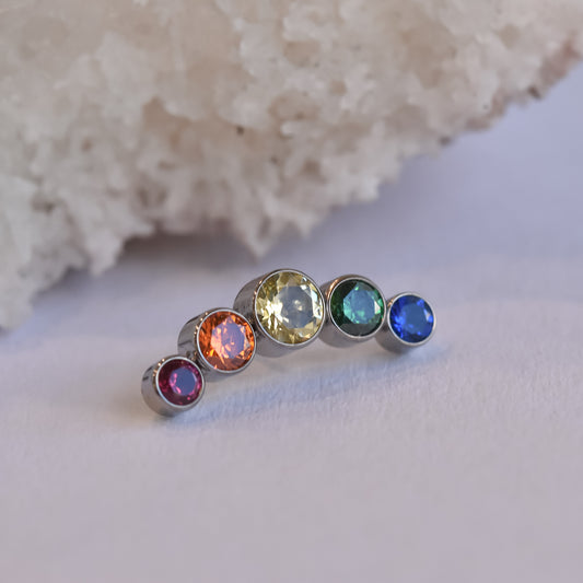 Pride Cluster End - CZs - Pressure Fit End Only-body jewelry-neometal-