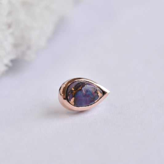 Pear End - Purple Copper Turquoise - Pressure Fit End Only-body jewelry-Alchemy Adornment-