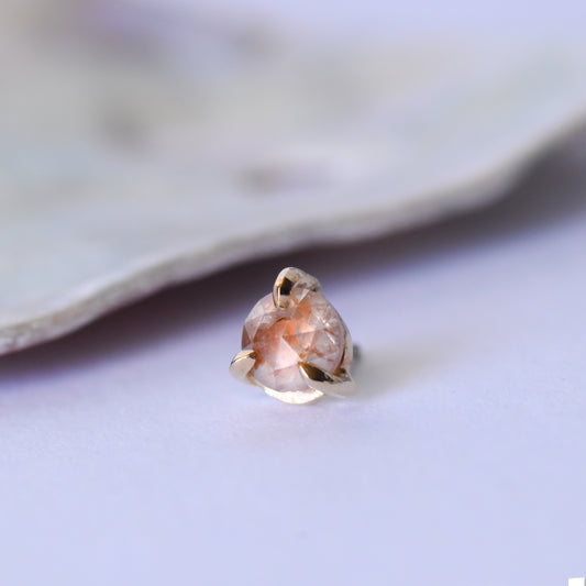 Medium Precious Love End - Genuine Rose Cut Diamond - Pressure Fit End Only-Gold - Quetzalli - Ends - Yellow Gold-Quetzalli-