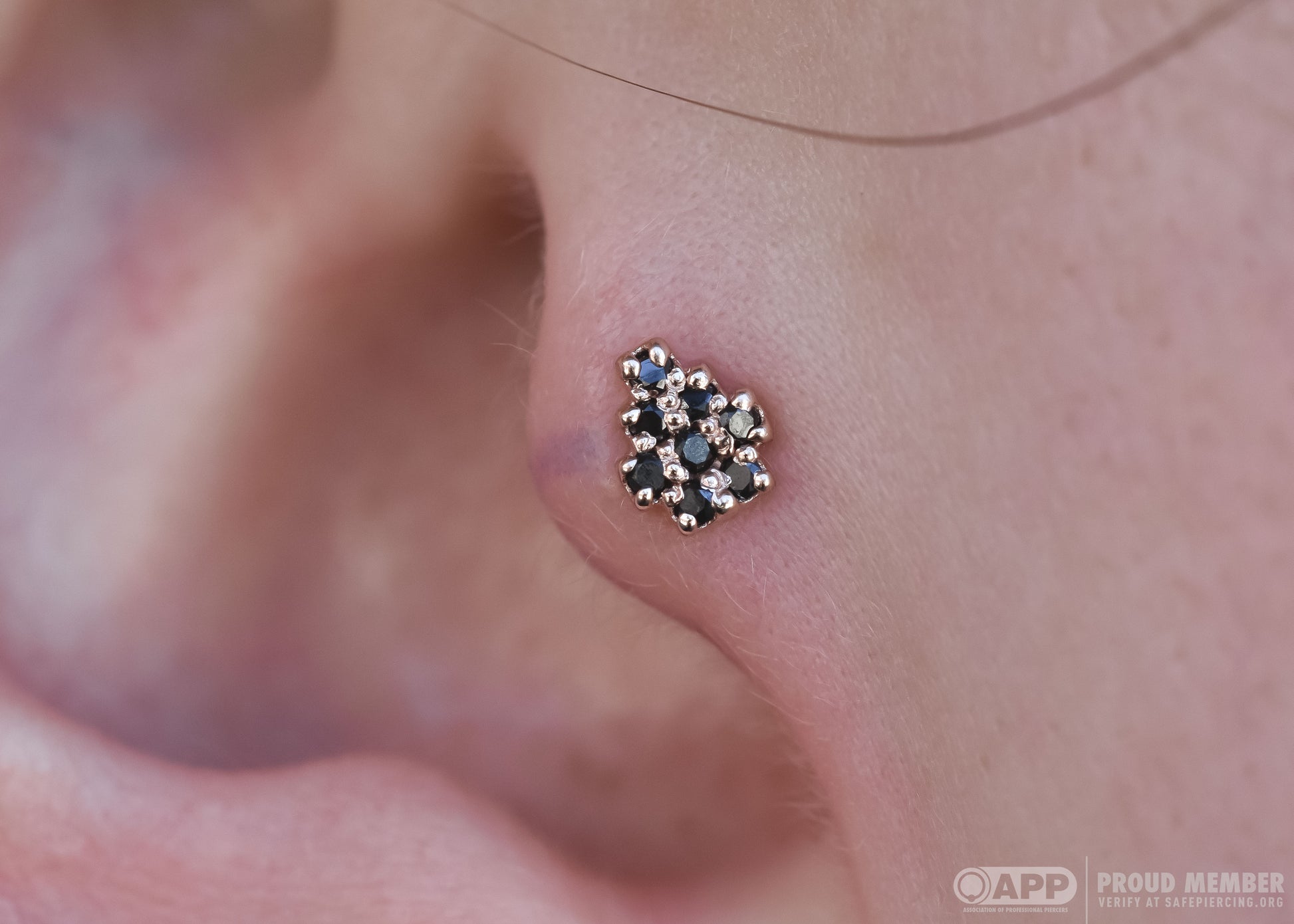 8 Gem Installation End - Black Diamonds - Pressure Fit End Only-body jewelry-Seasons Handmade-