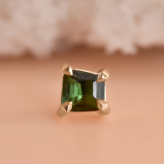 One of a Kind Claw Set End - Green Tourmaline - Pressure Fit End Only-Gold - Aurum Deorum - Ends-tattoopiercer-