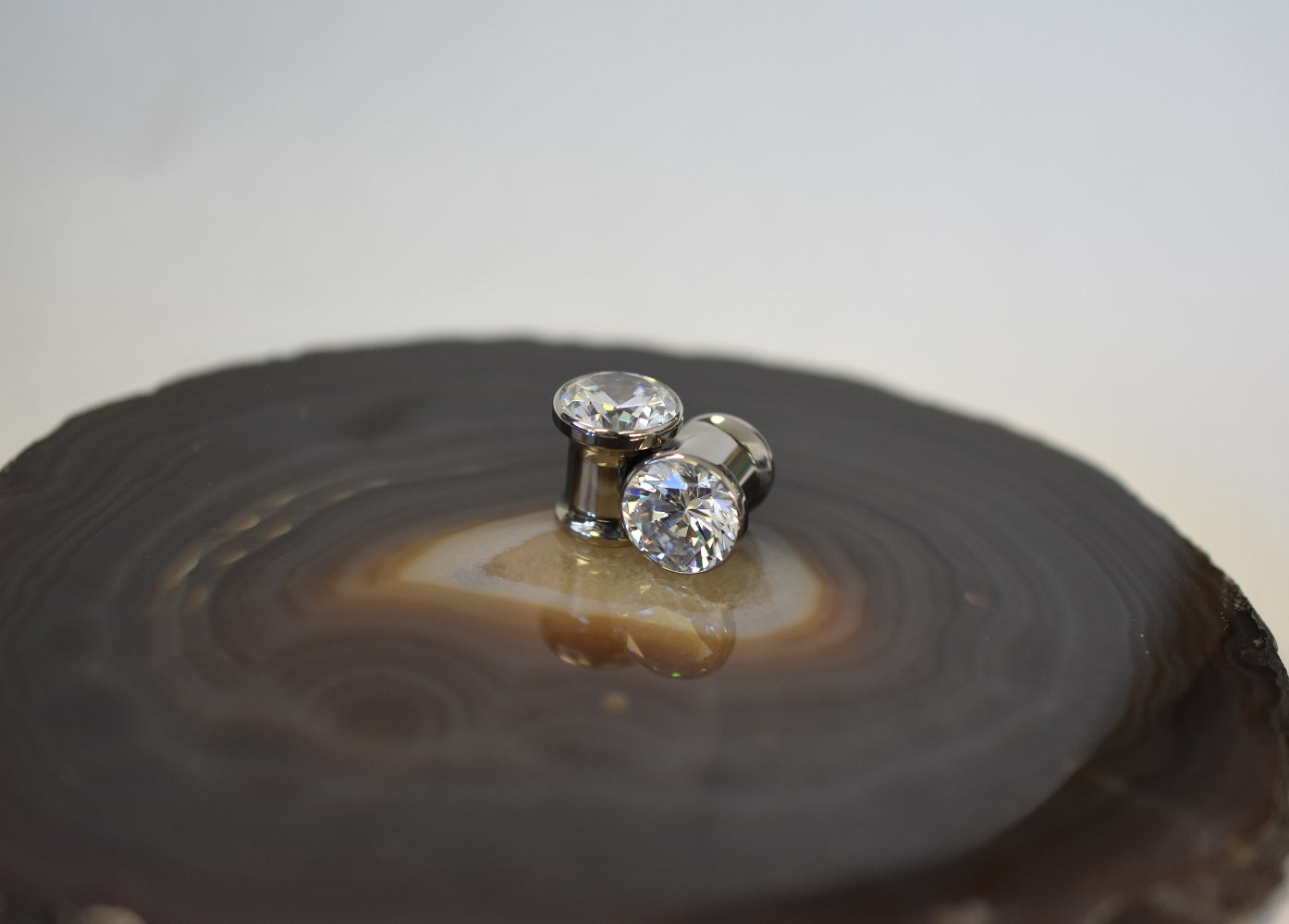 Anatometal Single Stone CZ Gem Plugs - Pair