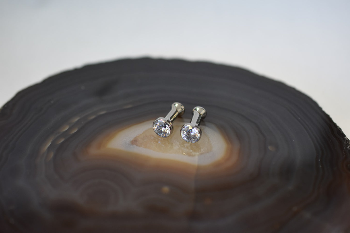Anatometal Single Stone CZ Gem Plugs - Pair