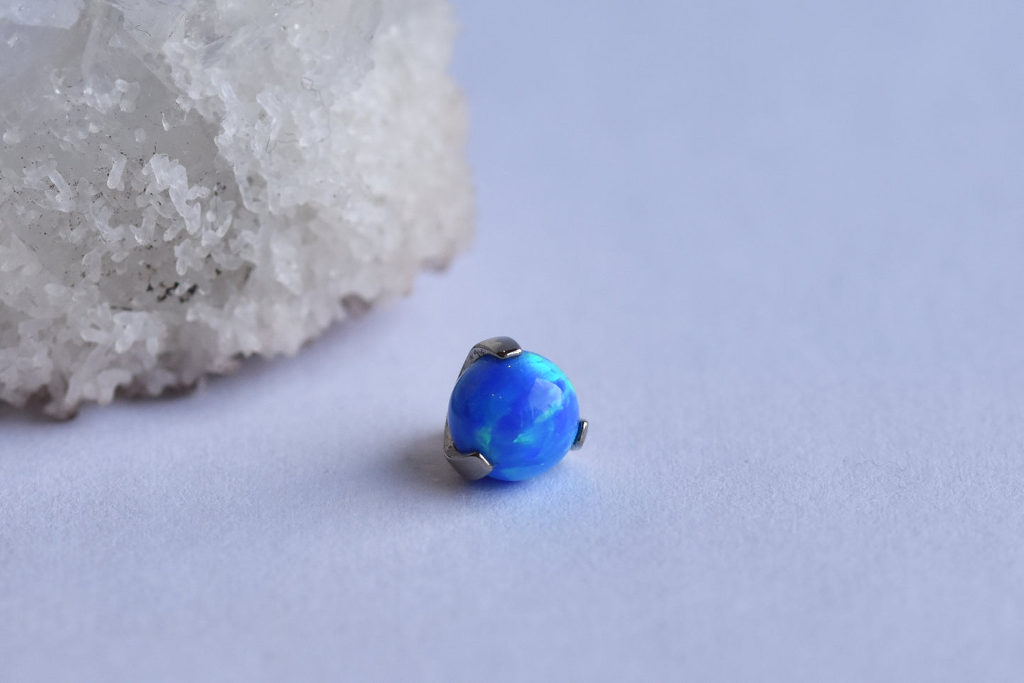 Claw Set End - Synthetic Opal - Threaded End Only-body jewelry-Anatometal-3mm-White #17-