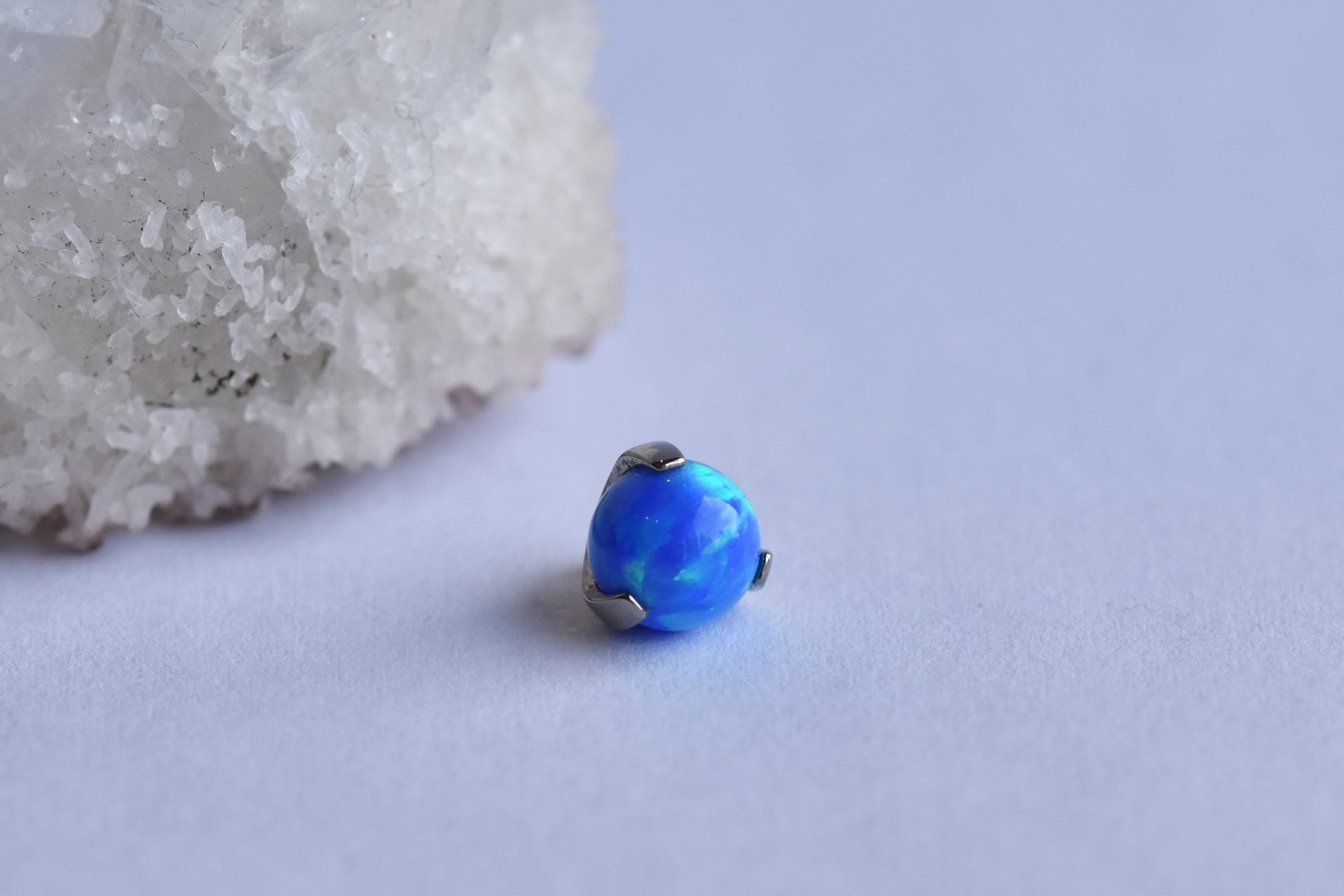 Claw Set End - Synthetic Opal - Threaded End Only-body jewelry-Anatometal-3mm-White #17-