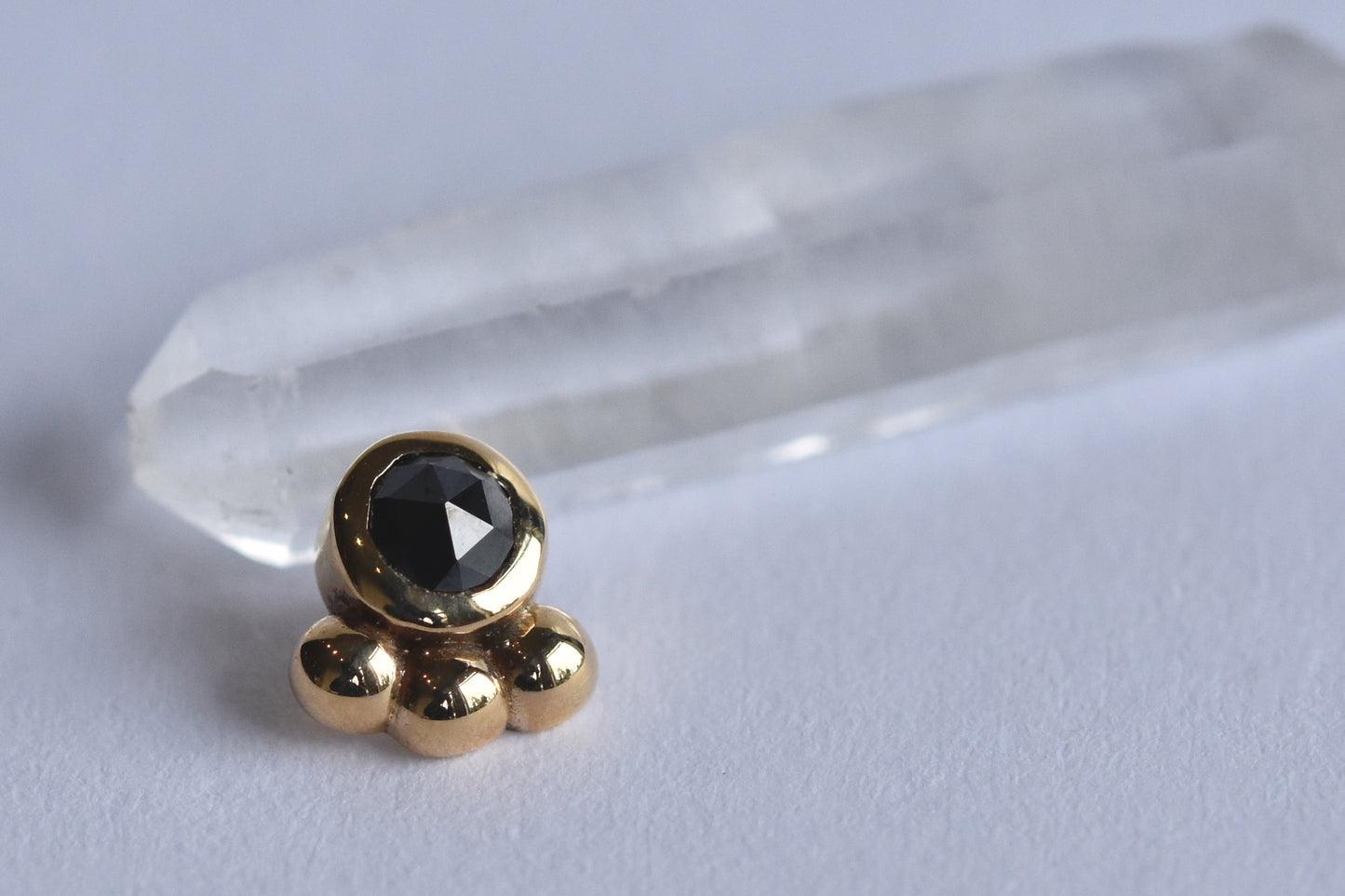 Dani Bezel End - Rose Cut Black Diamond - Threaded End Only-body jewelry-Alchemy Adornment-