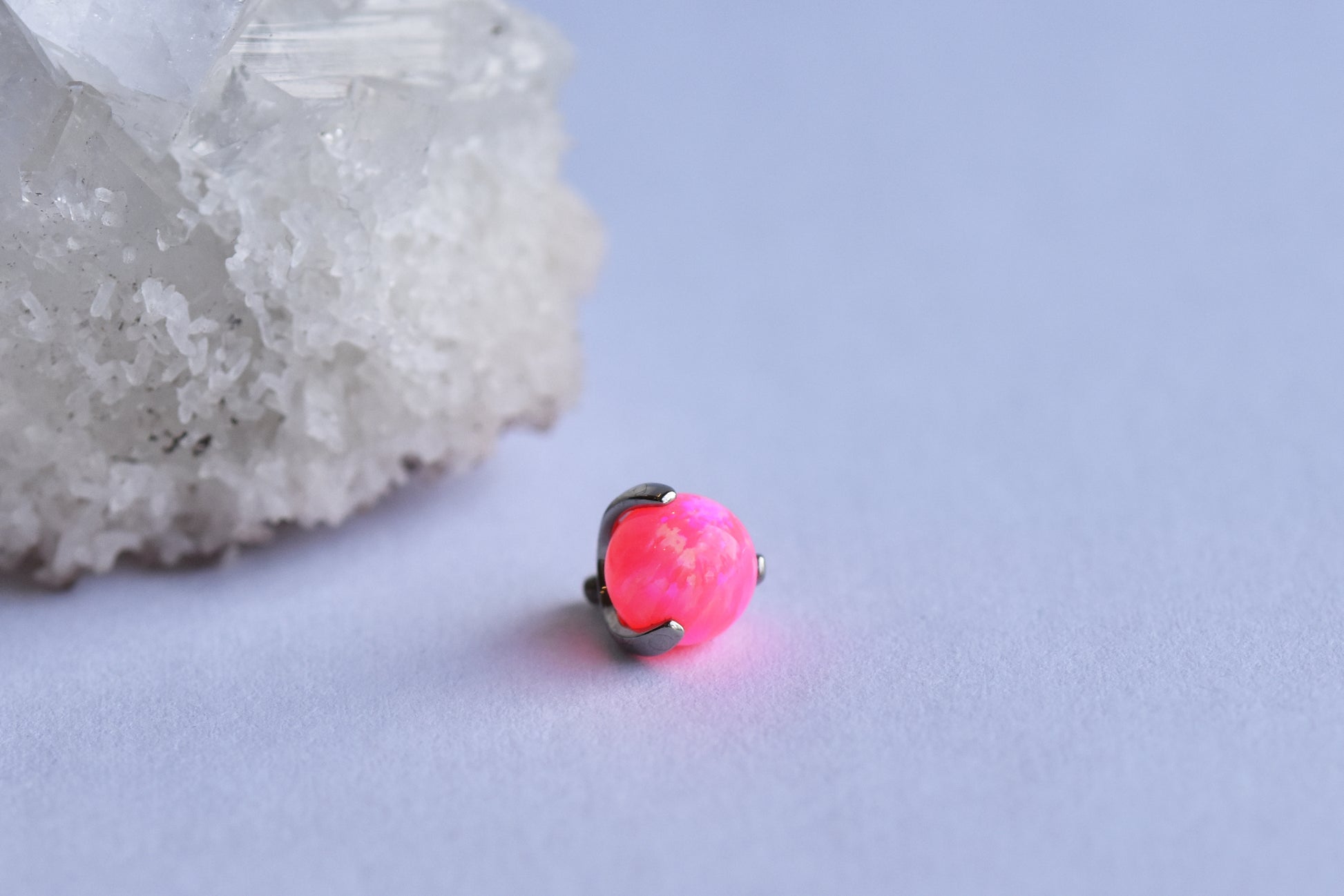 Claw Set End - Synthetic Opal - Threaded End Only-body jewelry-Anatometal-3mm-White #17-