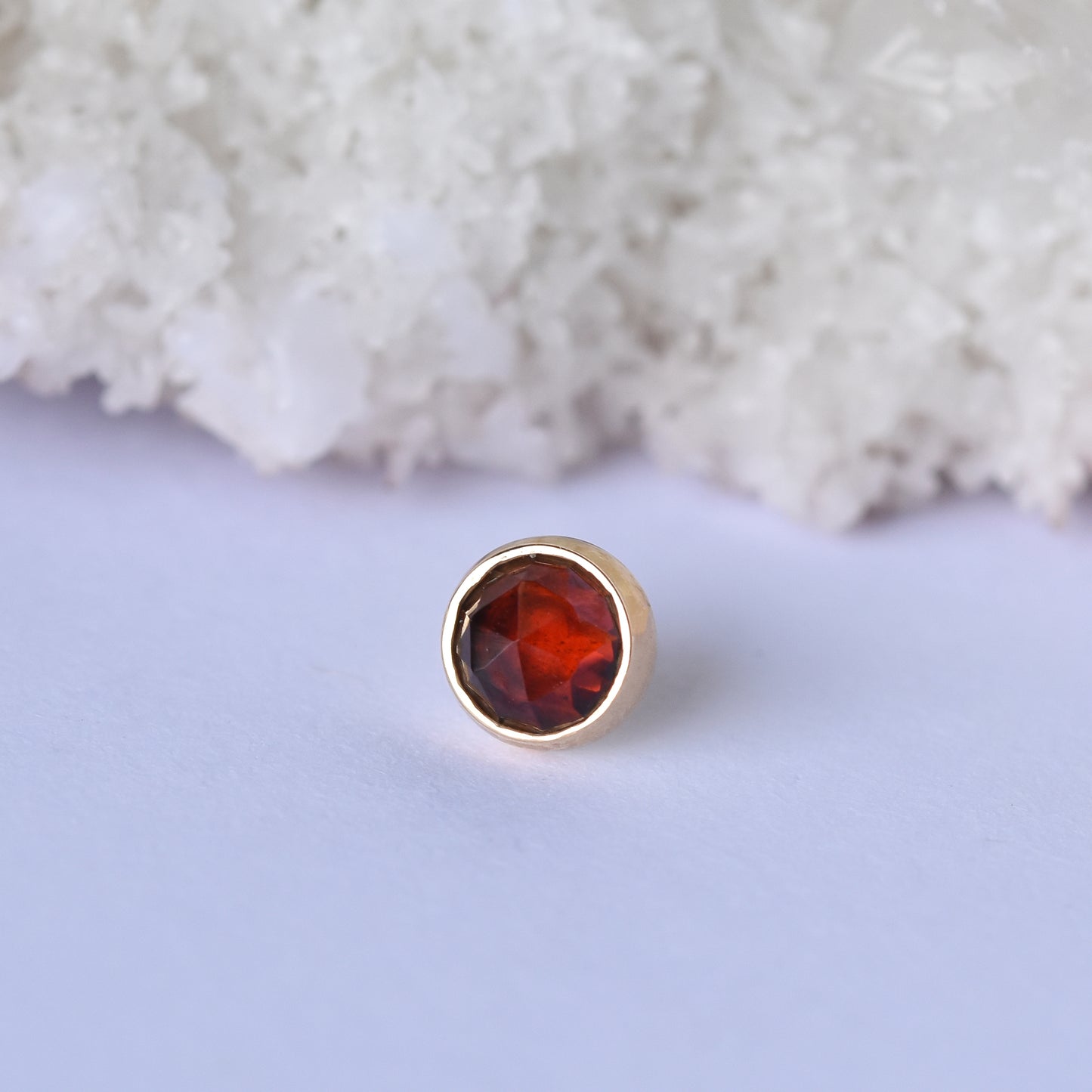 Bezel End - Rose Cut Garnet - Pressure Fit End Only-body jewelry-Alchemy Adornment-Yellow-