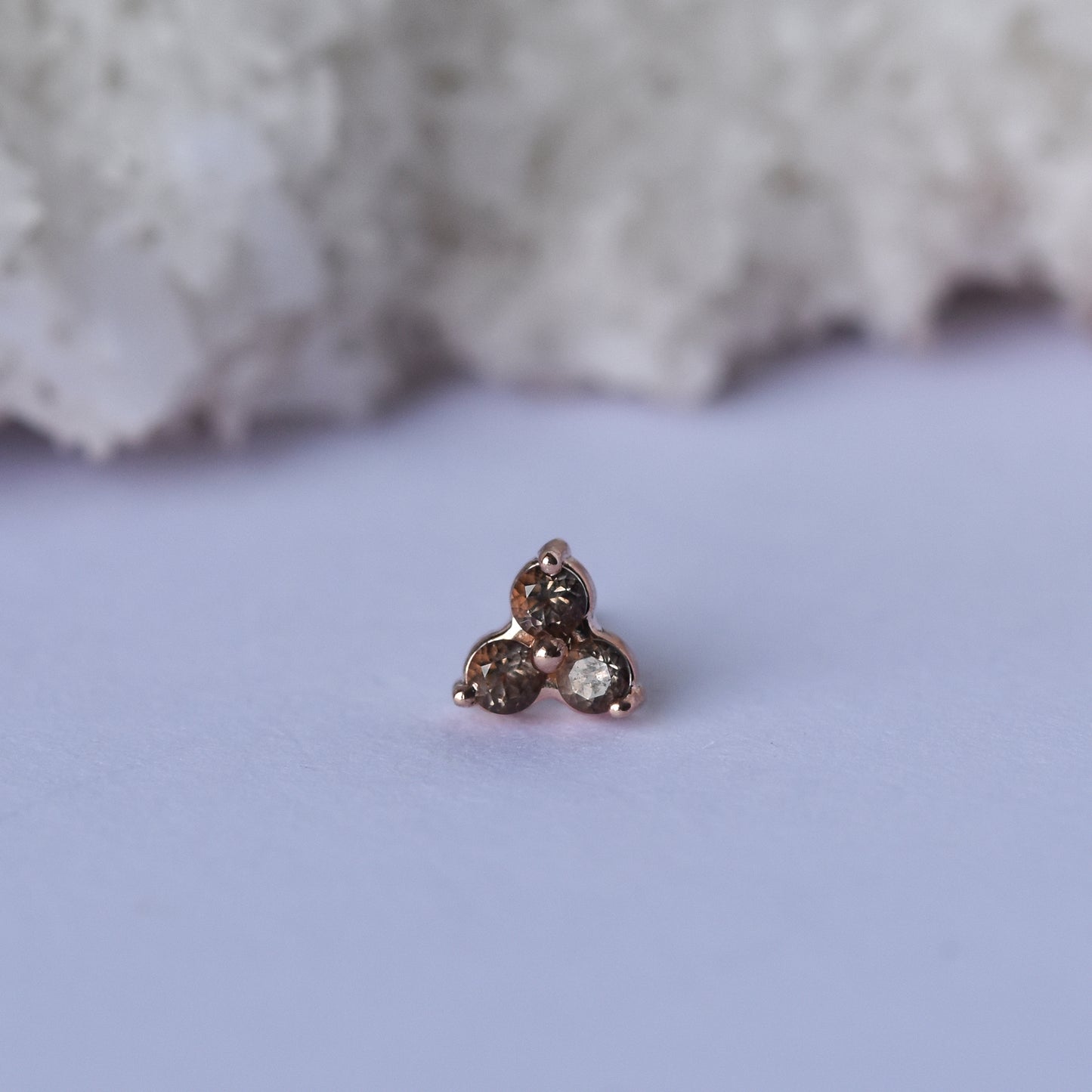 Trinity End - Smoky Quartz - Pressure Fit End Only-body jewelry-alchemy adornment-Rose-