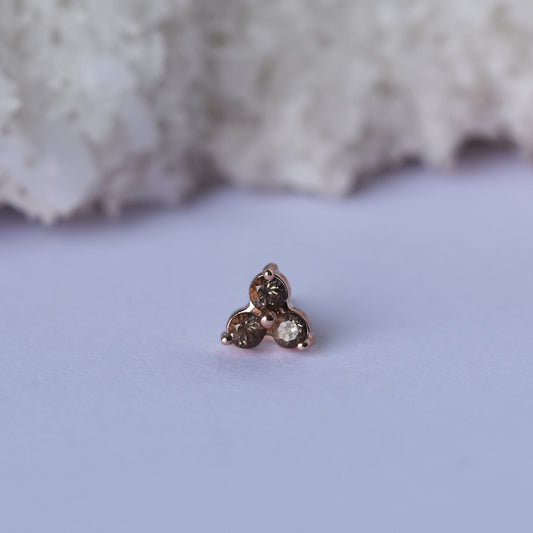 Trinity End - Smoky Quartz - Pressure Fit End Only-body jewelry-alchemy adornment-Rose-