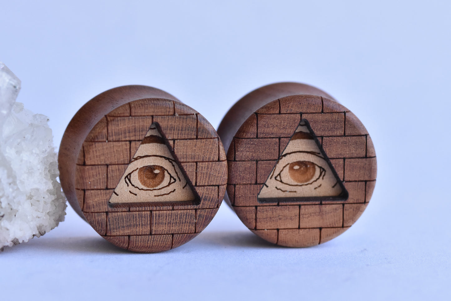 3/4" Omerica Organic Double Flare All Seeing Eye Wooden Plugs - Pair-body jewelry-Omerica Organics-