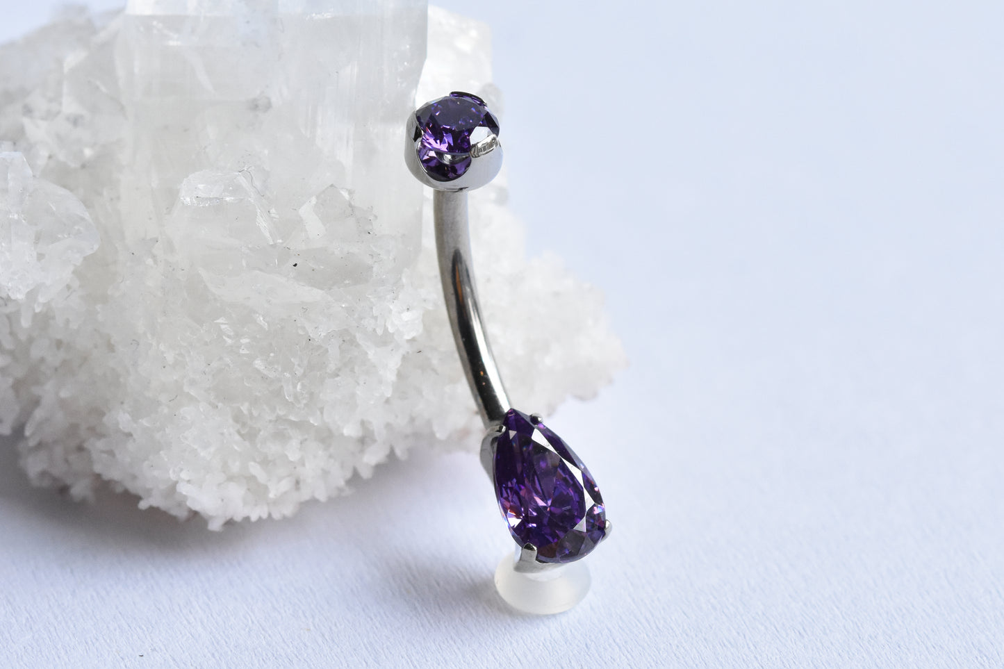 Pear Set Navel Curve - Amethyst CZ-body jewelry-Anatometal-5/16"-