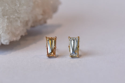Baguette End - CZ - Pressure Fit End Only-body jewelry-Anatometal-White Gold/Clear CZ-