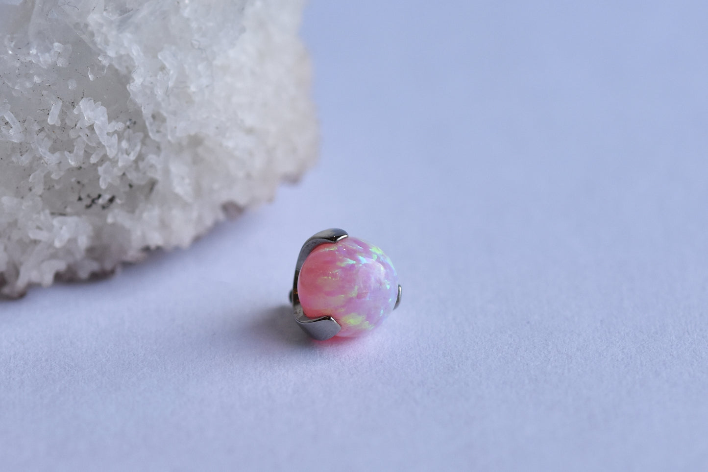 Claw Set End - Synthetic Opal - Threaded End Only-body jewelry-Anatometal-3mm-White #17-