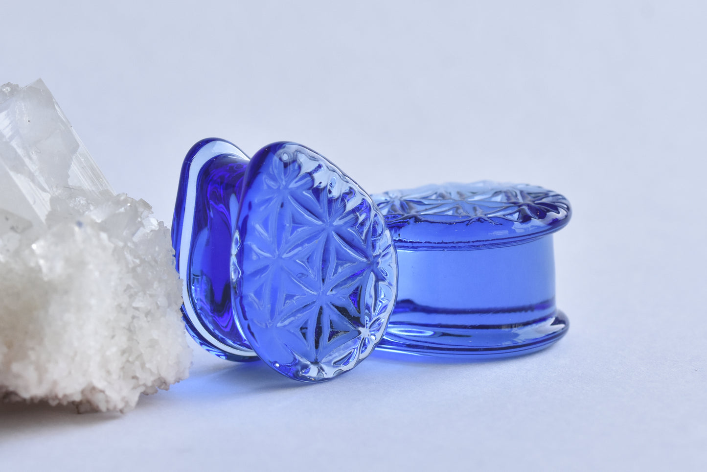 5/8" Glasswear Studios Double Flare Flower of Life Teardrop Plugs - Pair-body jewelry-Glasswear-