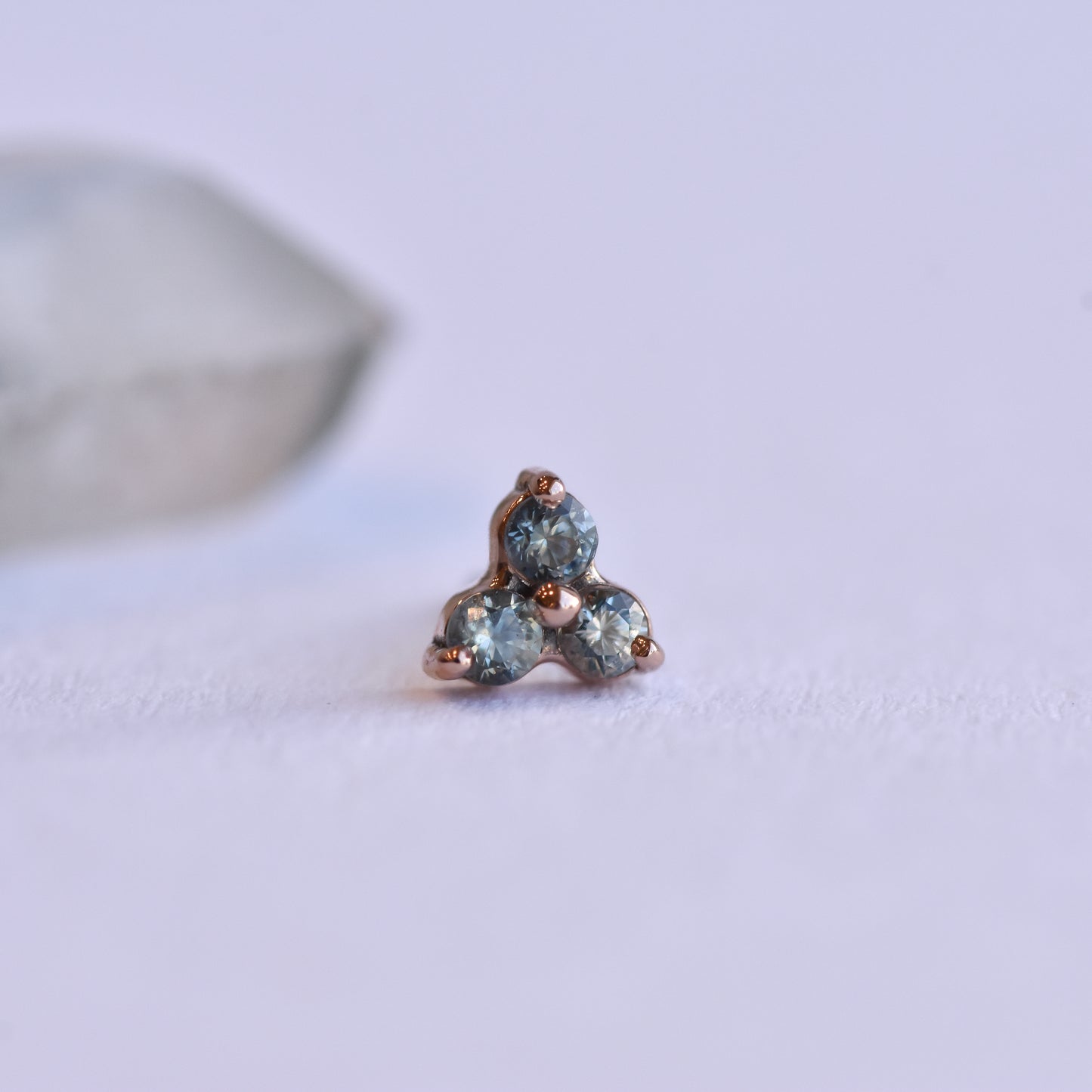 1.5mm Trinity - Teal Grey Sapphire - Pressure Fit End Only