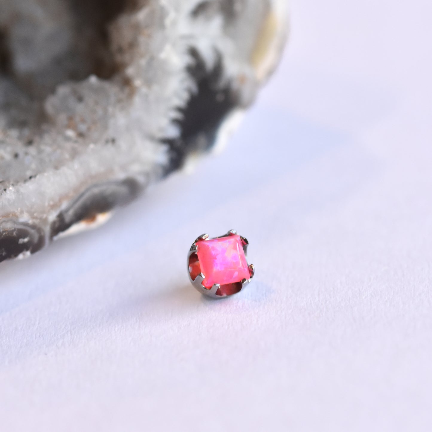 Prong End - Princess Cut Hot Pink Opal - Threaded End Only-body jewelry-Anatometal-
