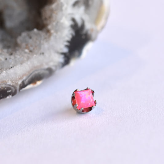 Prong End - Princess Cut Hot Pink Opal - Threaded End Only-body jewelry-Anatometal-