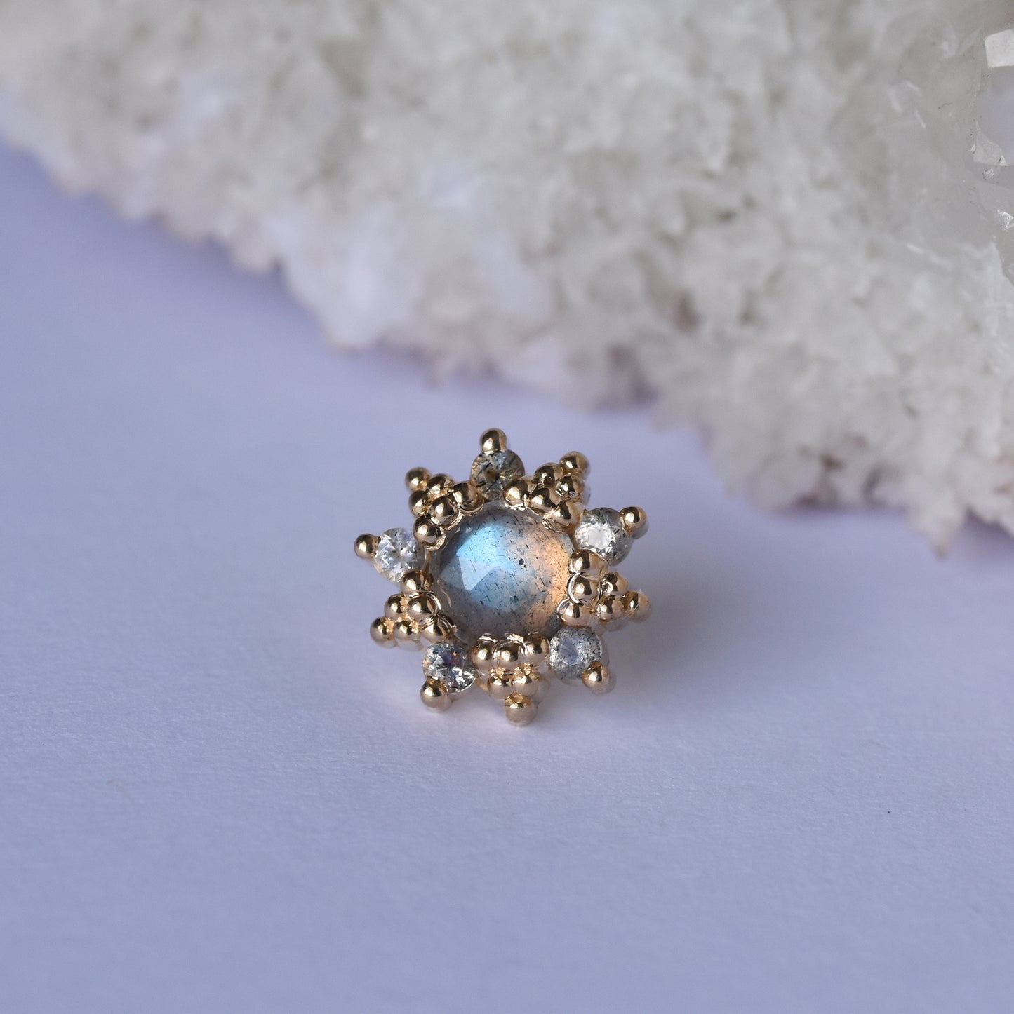 Wren End - Rose Cut Labradorite - Threaded End Only-body jewelry-Alchemy Adornment-