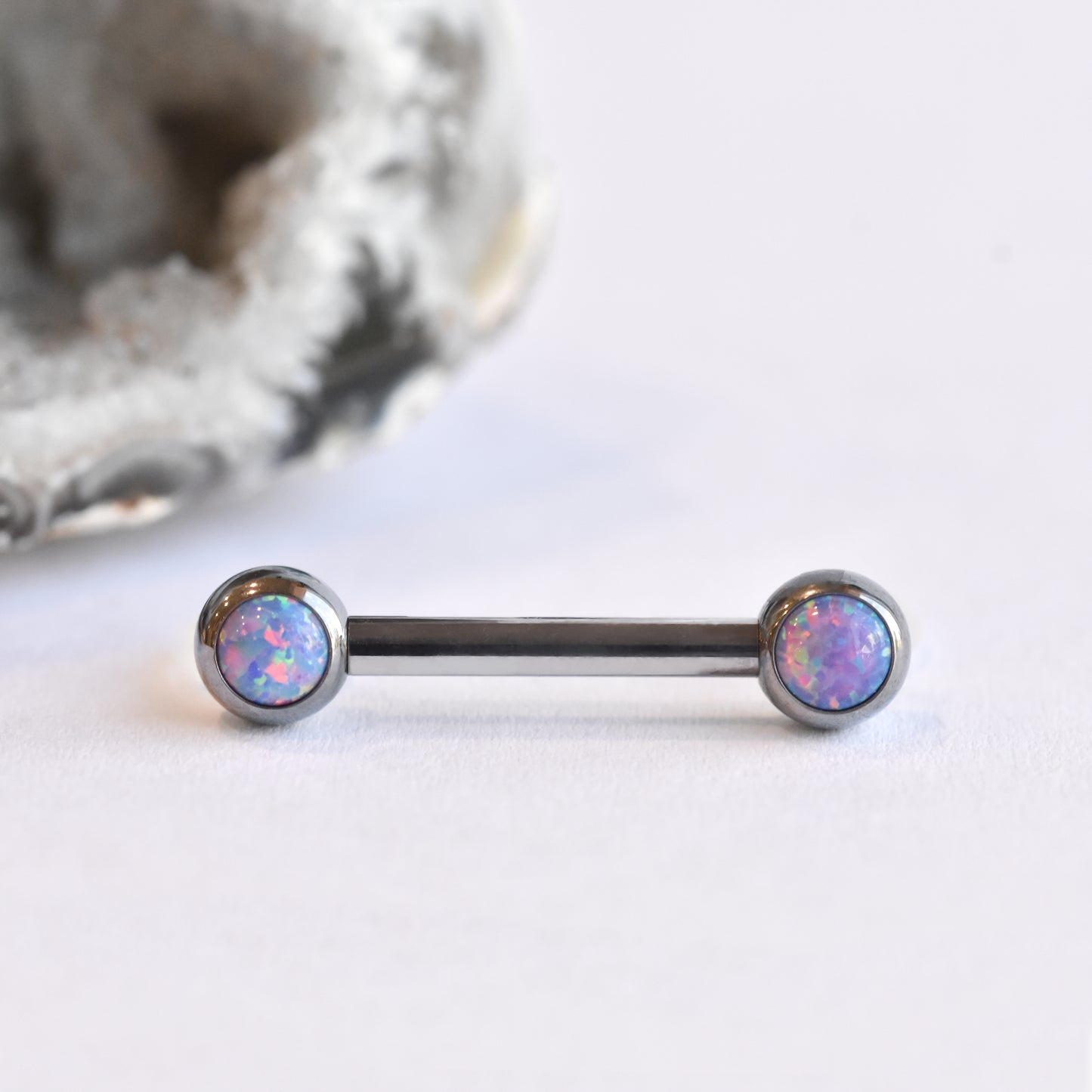 Side-Set Bezel End - Synthetic Lavender Opal - Pressure Fit End Only-body jewelry-Neometal-