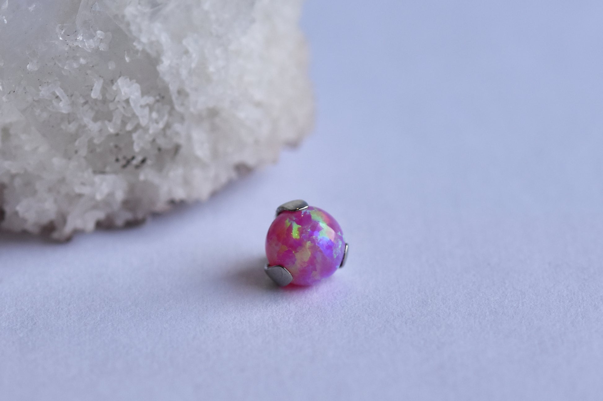 Claw Set End - Synthetic Opal - Threaded End Only-body jewelry-Anatometal-3mm-White #17-
