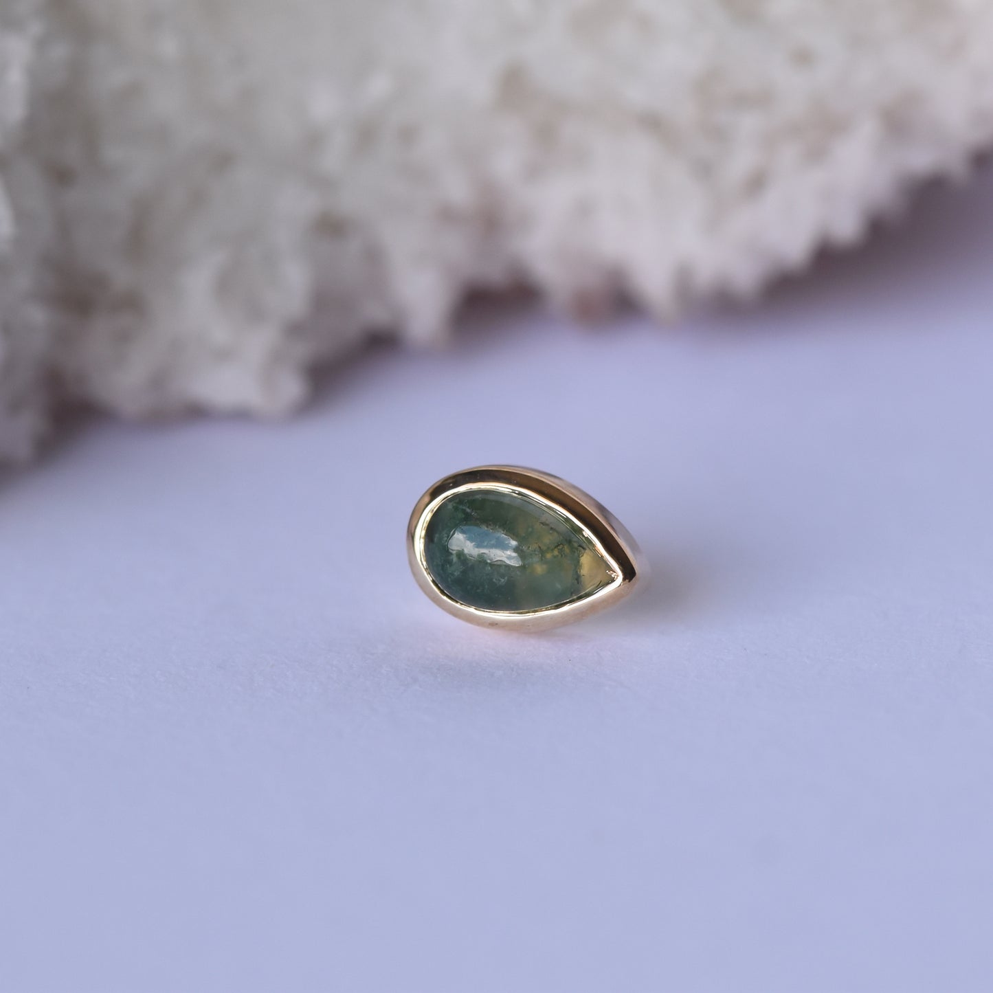 Pear End - Moss Agate - Pressure Fit End Only-body jewelry-Alchemy Adornment-